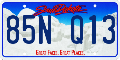 SD license plate 85NQ13