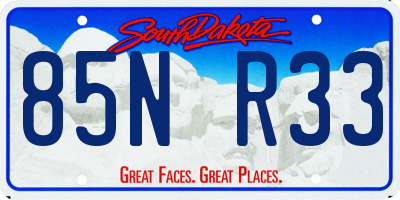 SD license plate 85NR33