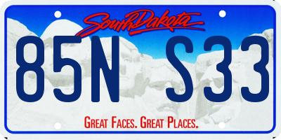 SD license plate 85NS33