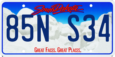 SD license plate 85NS34
