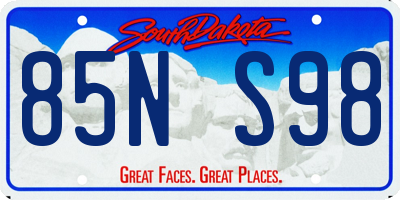 SD license plate 85NS98