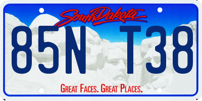 SD license plate 85NT38