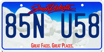 SD license plate 85NU58