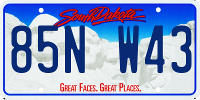 SD license plate 85NW43