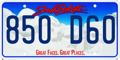 SD license plate 85OD60