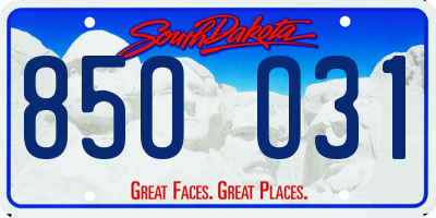 SD license plate 85OO31