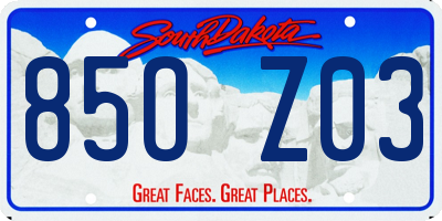 SD license plate 85OZ03