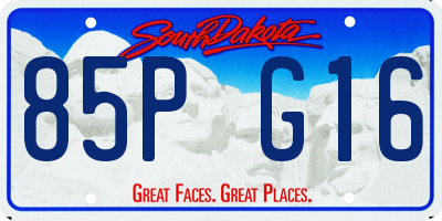 SD license plate 85PG16