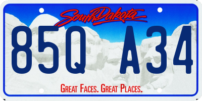 SD license plate 85QA34
