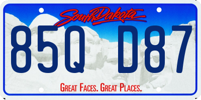 SD license plate 85QD87