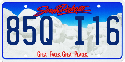 SD license plate 85QI16