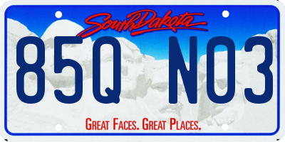 SD license plate 85QN03