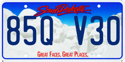 SD license plate 85QV30