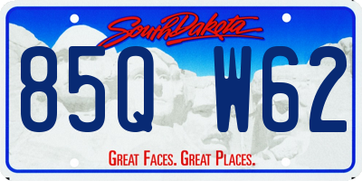 SD license plate 85QW62