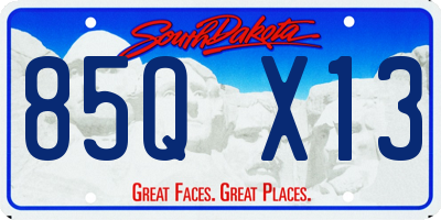 SD license plate 85QX13