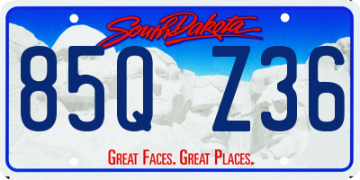 SD license plate 85QZ36