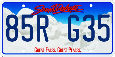 SD license plate 85RG35