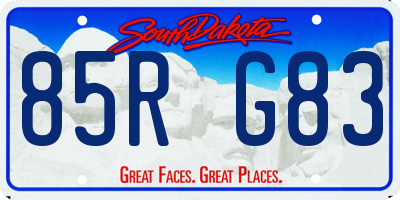 SD license plate 85RG83