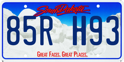 SD license plate 85RH93