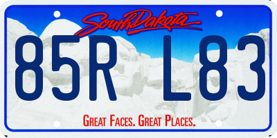 SD license plate 85RL83