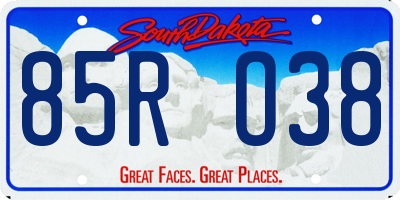 SD license plate 85RO38