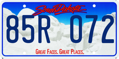 SD license plate 85RO72