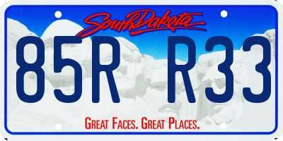 SD license plate 85RR33
