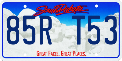 SD license plate 85RT53