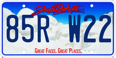SD license plate 85RW22