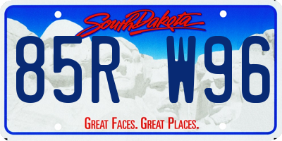 SD license plate 85RW96