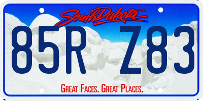 SD license plate 85RZ83