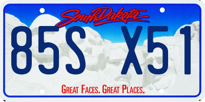 SD license plate 85SX51