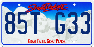 SD license plate 85TG33