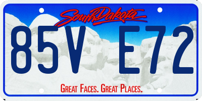 SD license plate 85VE72