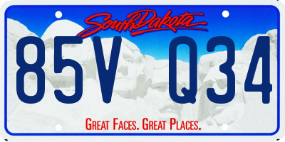 SD license plate 85VQ34