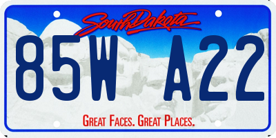 SD license plate 85WA22