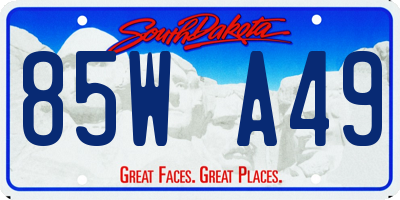 SD license plate 85WA49