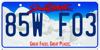 SD license plate 85WF03