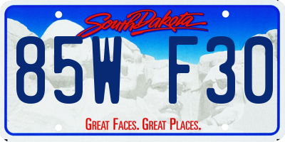 SD license plate 85WF30