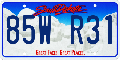 SD license plate 85WR31