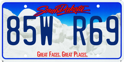 SD license plate 85WR69