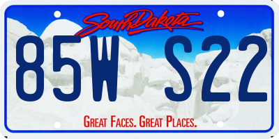 SD license plate 85WS22