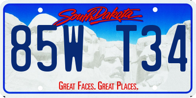 SD license plate 85WT34