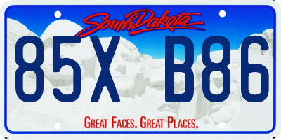 SD license plate 85XB86