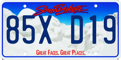 SD license plate 85XD19
