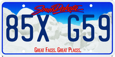 SD license plate 85XG59
