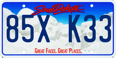 SD license plate 85XK33