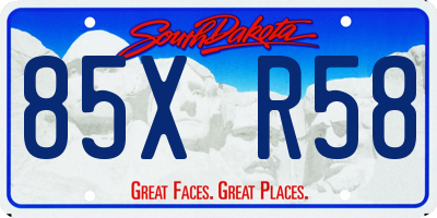 SD license plate 85XR58