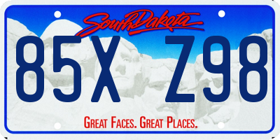 SD license plate 85XZ98