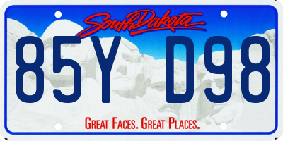 SD license plate 85YD98